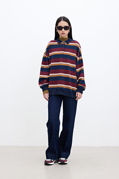 Manuka POLO YAKA OVERSIZE SWEATSHIRT BORDO