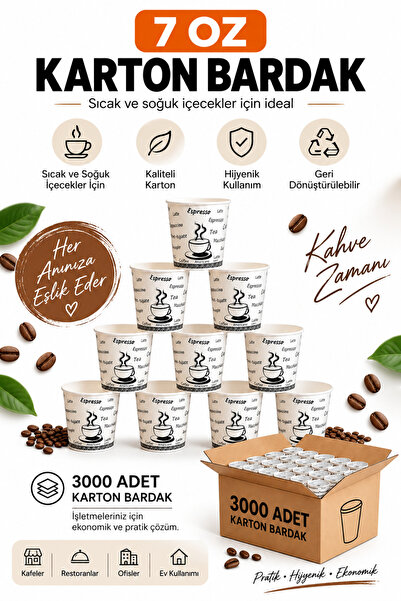 MadaCup 3000 adet 7 Oz karton bardak