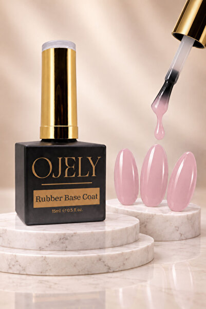 OJELY Rubber Base Coat 15 ml (PEMBE ALTTONLU) NO:19 – Esnek Yapılı Güçlü Baz Jel