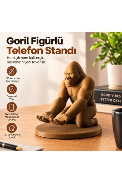 Genel Markalar Goril Figürlü Telefon Standı – 3D Yazıcı ile Üretilmiş Masaüst...