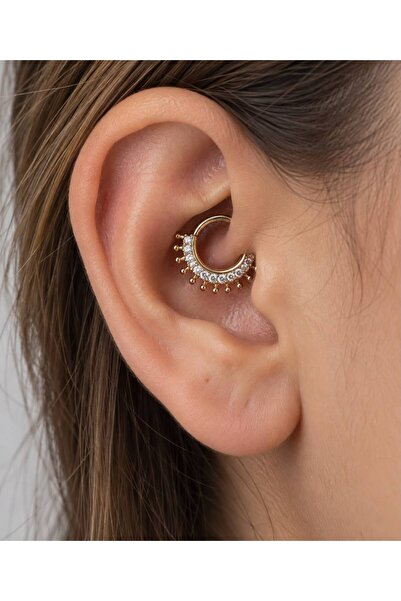 Arescollection 1 ADET ZİRKON TAŞLI HELİX SEPTUM DAİTH UYUMLU PİERCİNG
