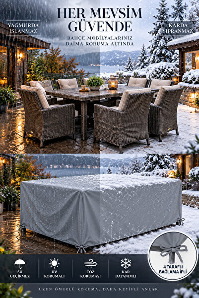 COCEM Bahçe Mobilyası Brandası 300x160x80 cm Su Geçirmez Koruyucu Örtü Masa S...