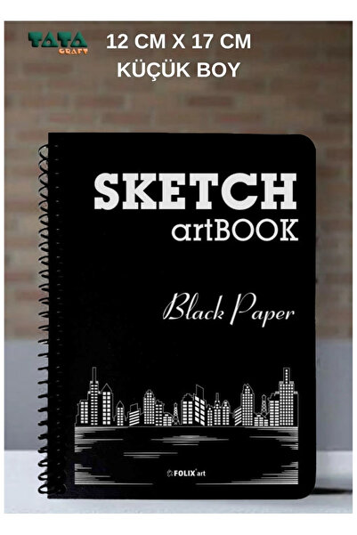 TATA CRAFT Siyah Yapraklı Eskiz Defteri Black Paper Sketch Artbook 40 Yaprak ...