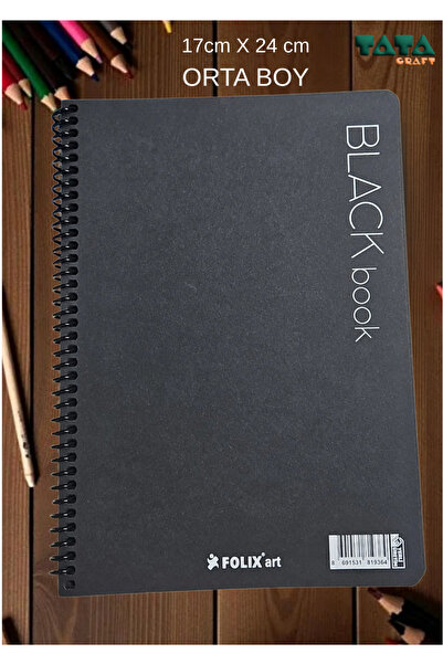 TATA CRAFT Siyah Yapraklı Eskiz Defteri Black Paper Sketch Artbook 40 Yaprak ...