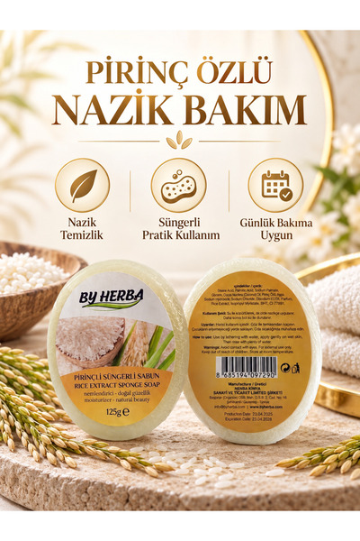 By Herba Rice Extract Natural Spoonge Soap Peeling Effective Shower Enjoyment...