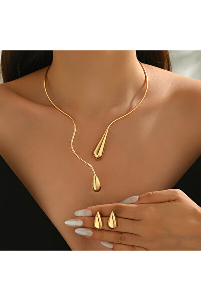 Choice1 YB4623-1 3pc/set Stylish and Elegant Asymmetrical Teardrop Necklace a...