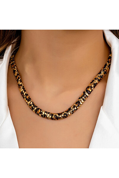 Choice YF8149-1 European and American Personalized Chain Leopard Print Neckla...