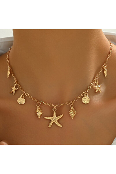 Choice YF5600-1 Beach Vacation Style Chain Starfish Shell Pendant Necklace, W...