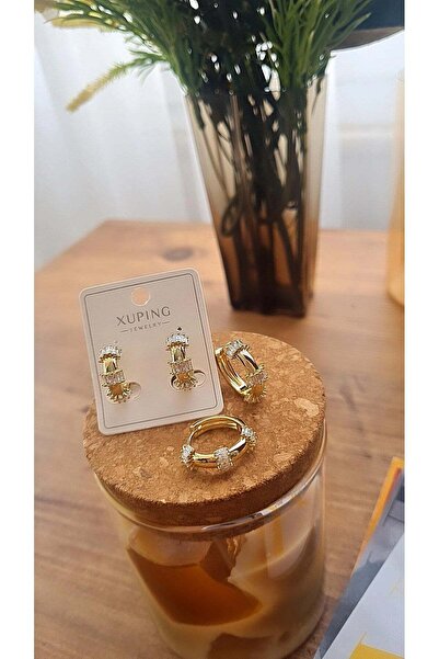 XUPING JEWELRY Özel Seri Gold Çoklu Taşlı Halka Küpe