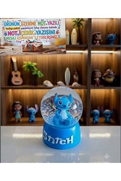 Online Stitch Işıklı Kar Küresi - 9 cm x 6 cm - Mavi Hediyelik-Dekoratif Kar ...