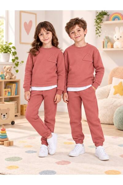 lorio kids Çocuk & Bebek Unisex Bisiklet Yaka Şardonlu Kışlık Sweatshırt Kreş...