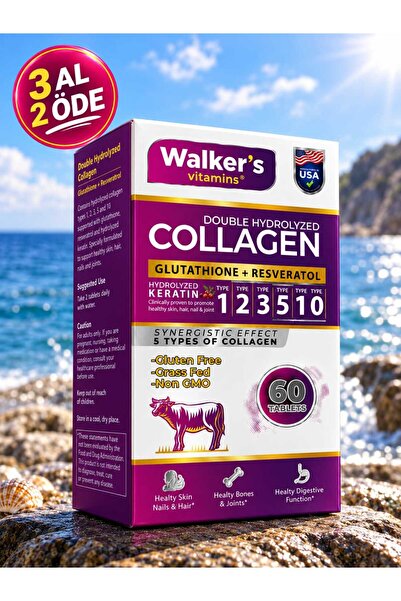 Walker's Vitamins Premium 5 Tip Kolajen Keratin Çinko Bromelain Biotin İçeren...