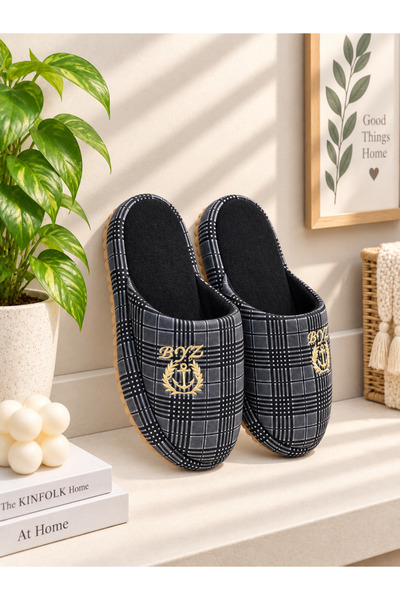 Moda Frato Prestij Embroidered Luxury Men's House Slippers Soundproof Wool In...