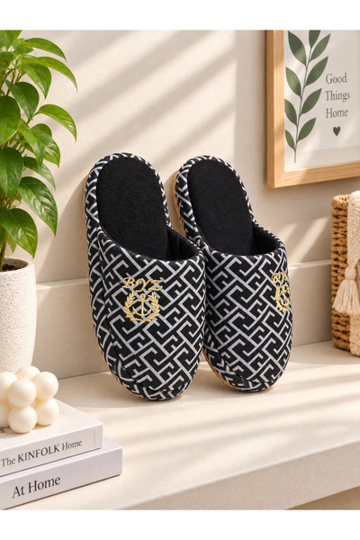 Moda Frato Prestij Embroidered Luxury Men's House Slippers Soundproof Wool In...