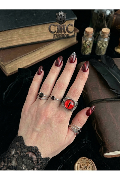 CMC Fashion Kırmızı Gotik Göz Yüzük