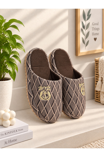 Moda Frato Prestij Embroidered Luxury Men's House Slippers Soundproof Wool In...