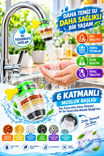 ibico 6 Katmanlı Musluk Başlığı Pas Tortu Klor Kireç Önleyici Ve Su Tasarrufl...