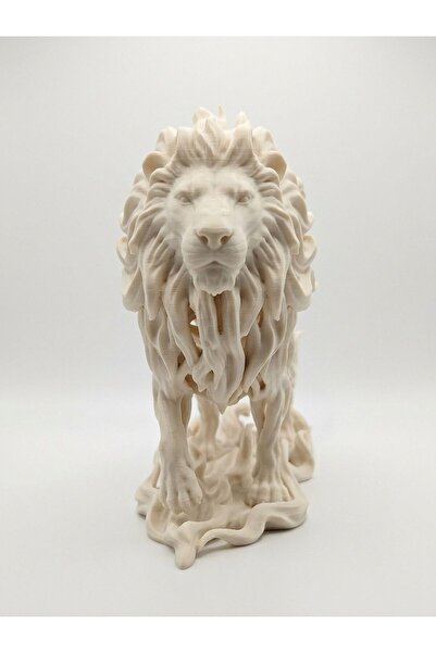 Yakamoz Atölye Aslan Biblo 13 cm Voronoi Alev Yeleli 3D Baskı Krem Dekoratif ...
