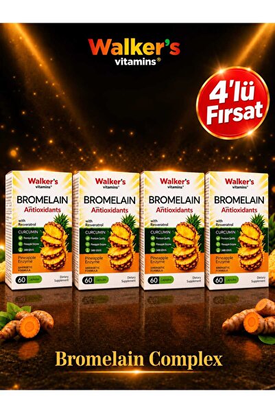 Walkers Bromelain yeşil çay, krom, curcumin, berberine, resveratrol. (4'LÜ)