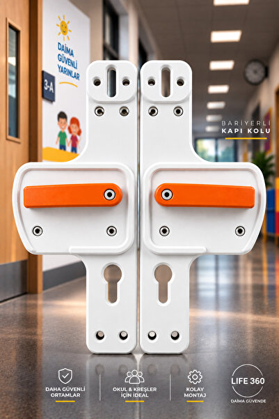 Life 360 Barrier Door Handle White Orange – School Nursery Kindergarten Door ...