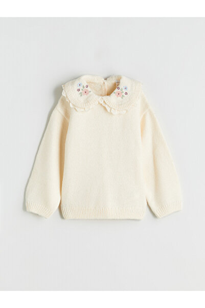 LC Waikiki Two Mt Shop Quality Lcw Kids Ecru Baby Collar Girls' Sweater