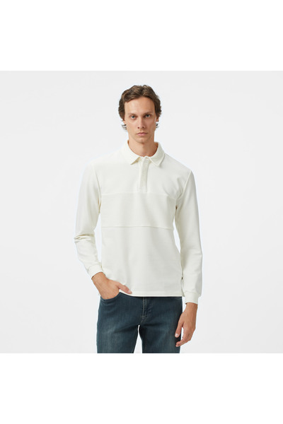 Nautica Erkek Krem Classic Fit Uzun Kollu Polo Yaka T-Shirt