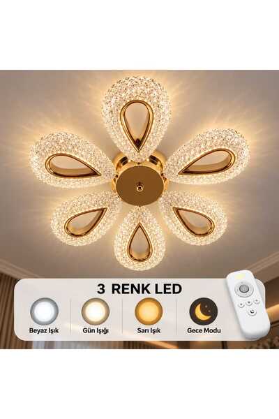 MAVERALİGHTİNG YAGMUR 6lı avize 3 renk led ısıklı kumandalı salon avize oturm...