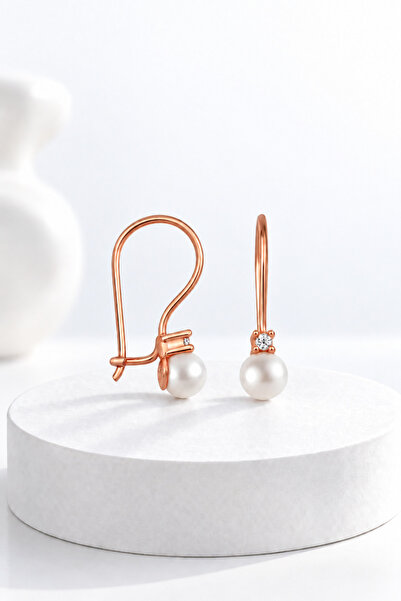 jelux silver 925 Ayar Gümüş Mayorka Zirkon Taşlı Mengeçli Çocuk Rose Küpe
