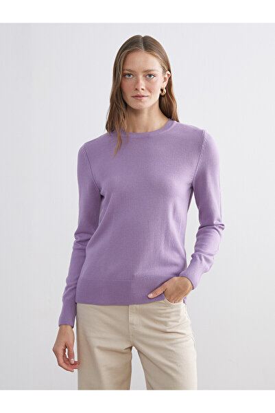 LC Waikiki Lcw Comfort Purple Knitwear Plain Sweater with Nevavm Difference