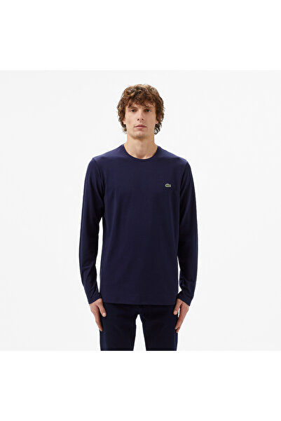 Lacoste Erkek Slim Fit Uzun Kollu Bisiklet Yaka Lacivert T-Shirt