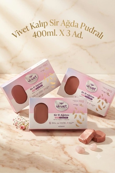 Vi-vet Kalıp Ağda Pudralı ( Hassas Ciltler ) 400 ml x 3 Adet - Doğal Reçine, ...