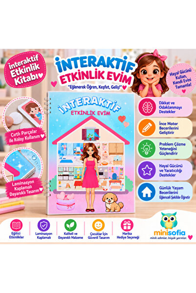 minisofia İnteraktif Etkinlik Evim - A4 Büyük Boy Cırt Cırtlı Montessori Akti...