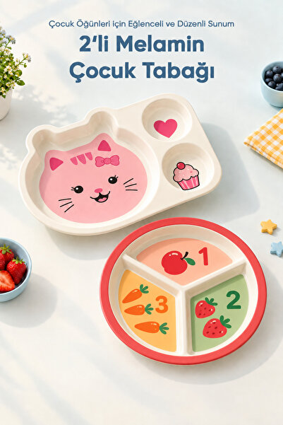 Wumboo 2-Piece Melamine Children's Plate - Extra Durable Bpa Free Feeding Set...