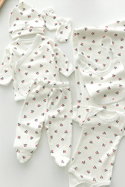 BYS BABY FASHION Mevsimlik Pamuklu 7'li Yenidoğan Kız Erkek Bebek Hastane Çık...