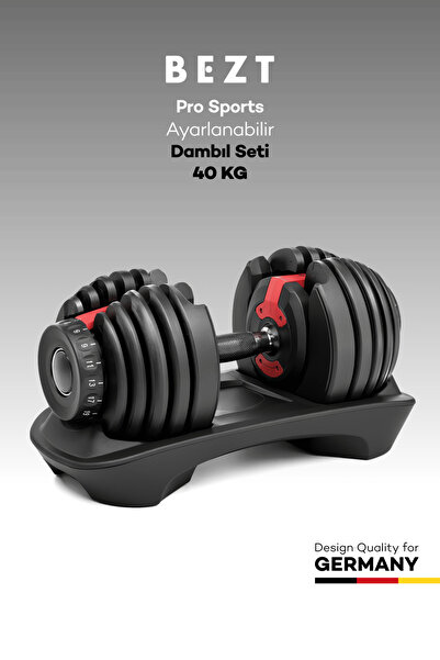 Bezt Pro Sports 40kg Ayarlanabilir Dambıl & Ağırlık Seti Kırmızı