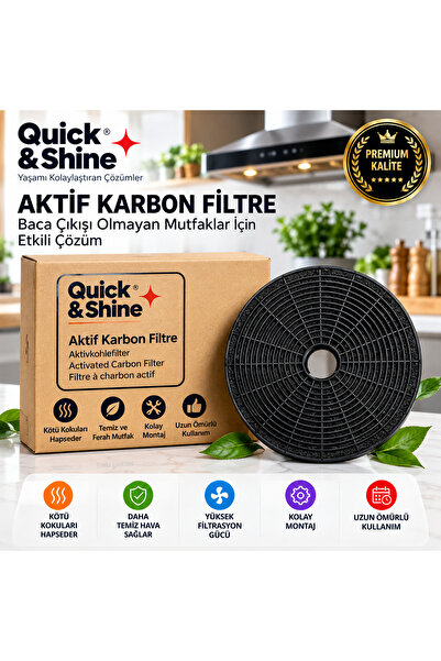 Quick & Shine Aktif Karbon Filtre Baca Çıkışı Olmayan Mutfaklarda Filtreleme