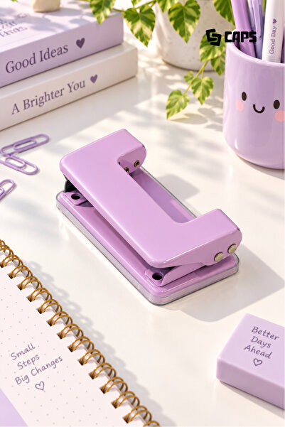 caps office Pastel Color Double Hole Punch – 10 Sheet Capacity, 5mm Hole Diam...