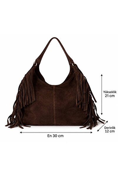 PaminBags Aksesuar Gerçek Deri Yandan Püsküllü Salaş Çanta PMN0036