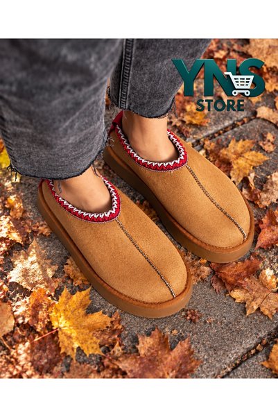 Victoria Shoes Women's Tazz Tan Suede Seasonal Shoes Slippers with Furry Inside Mini Slippers
