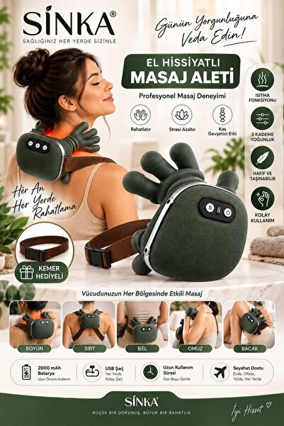 SİNKA Masaj Aleti El Boyun Şarjlı El Hissi Sunan Sırt, Omuz, Bel, Bacak, Masa...