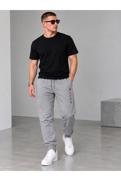 TREND ALİSSE Men's Sweatpants - Black Printed Comfortable Sports Sweatpants w...