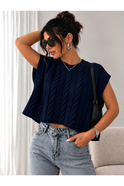 moda mh Kadın Örgü Desenli Triko Süveter