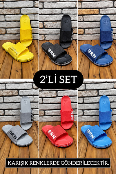 Slipcat 2'li Unisex Kaymaz Sokak Plaj Yazlık Gündelik terlik
