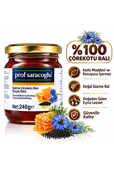 prof saracoğlu %100 Süzme Çörek Otu Balı 240 G - Doğal Çörekotu Çiçek Balı