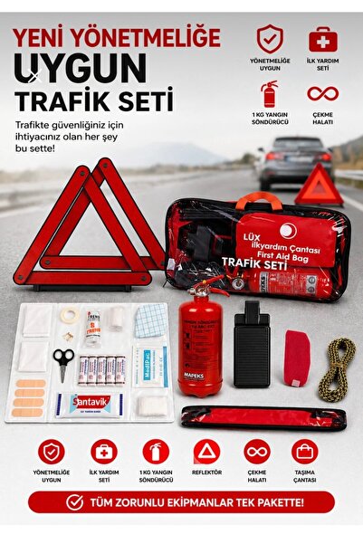 Adıfeks Çantalı Lüx Trafik Seti Tüvtürk Uyumlu + Çantalı Akü Takviye Kablosu 1200 Amper 2 Metre