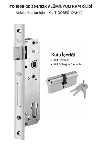 İTO KİLİT 156E/20 Alüminyum Kapı Kilidi Seti - 254/62k Standart Barelli