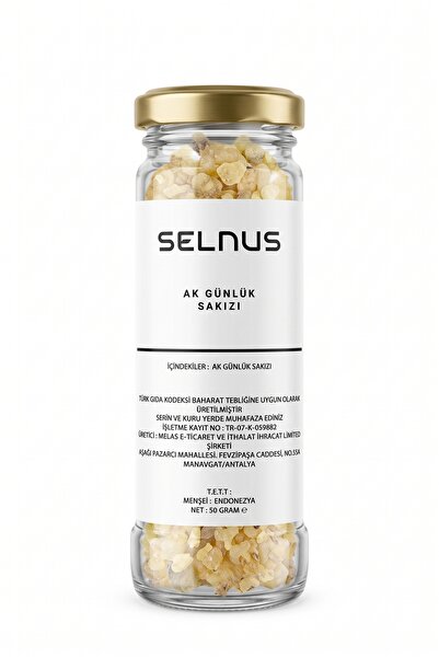 SELNUS Akgünlük Sakızı Cam Kavanoz 50 Gr Buhur Ak Günlük Frankincense Boswell...