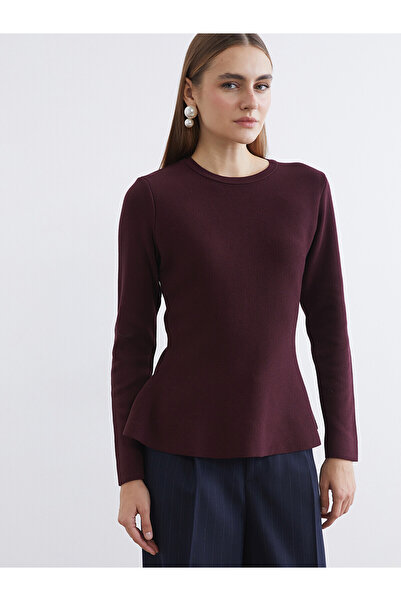 LC Waikiki Nevavm Farkıyla Lcwaikiki Classic Plum Oval Collar Peplum Women's ...