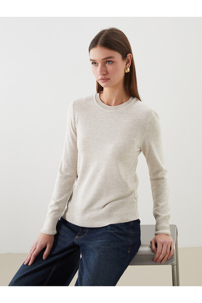 LC Waikiki Lcw Comfort Beige Knitwear Plain Sweater with Nevavm Difference
