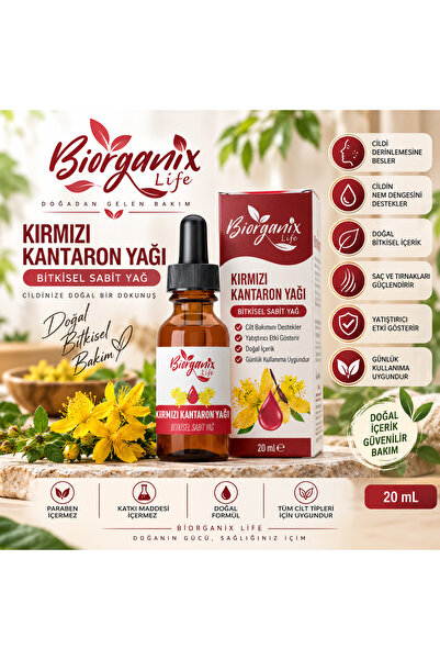 BİORGANİX Kırmızı Kantaron Yağı 20 ML – %100 Doğal Kantaron Yağı Cilt Bakım v...